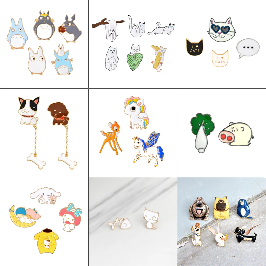 2-6pcs/set Animal Brooch Pins set My Neighbor Totoro Lucky Fish Koi White cat Pig Dog Elk Deer Brooches for Women Men
2-6pcs/set Animal Brooch Pins set My Neighbor Totoro Lucky Fish Koi White cat Pig Dog Elk Deer Brooches for Women Men