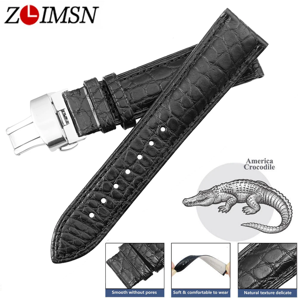 ZLIMSN Real Alligator Watch Strap Genuine Leather Watch Band Deployment Buckle For Universal Strap 12-24MM
ZLIMSN Real Alligator Watch Strap Genuine Leather Watch Band Deployment Buckle For Universal Strap 12-24MM