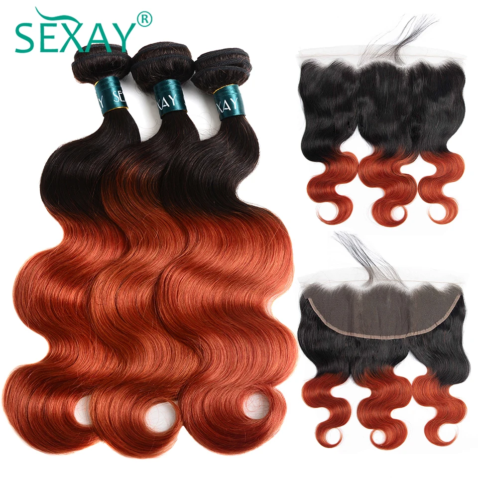SEXAY Orange Colored Bundles With Frontal Non Remy Human Hair Pre Plucked Ombre Blonde Body Wave With Lace Frontal Closures
SEXAY Orange Colored Bundles With Frontal Non Remy Human Hair Pre Plucked Ombre Blonde Body Wave With Lace Frontal Closures
