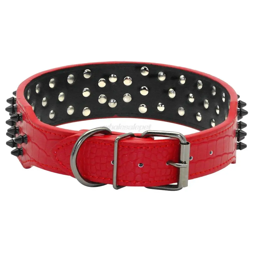 Pitbull Spiked Collars Superior and Durable D-ring easy-to combine leather leashes | DogsMall-International