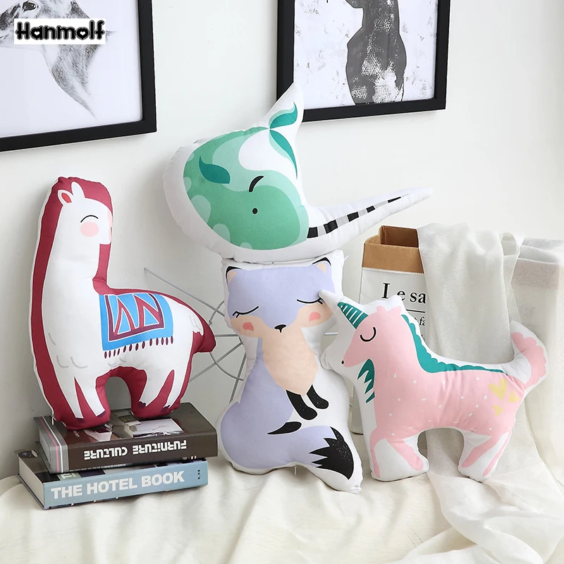 

Animals Shaped Cotton Pillow Decorative Kids Cot Sofa Throw Pillow Stuffed Chair Back Cushion Unicorn/Fox/Narwal/Alpaca Toys