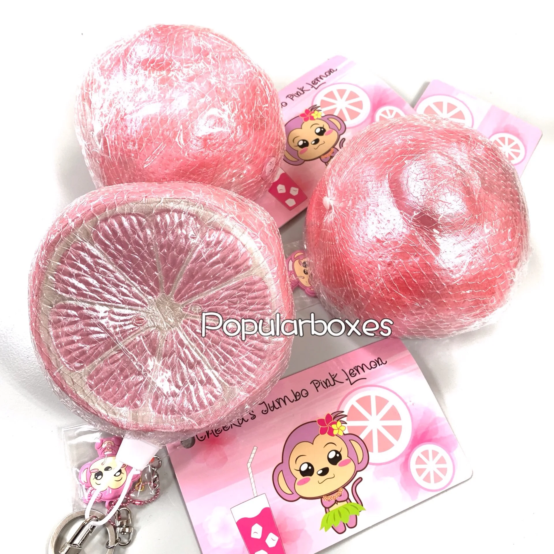 

Squishy Punimaru jumbo pink lemon & mini yellow green and orange lemon slow rising gift toys