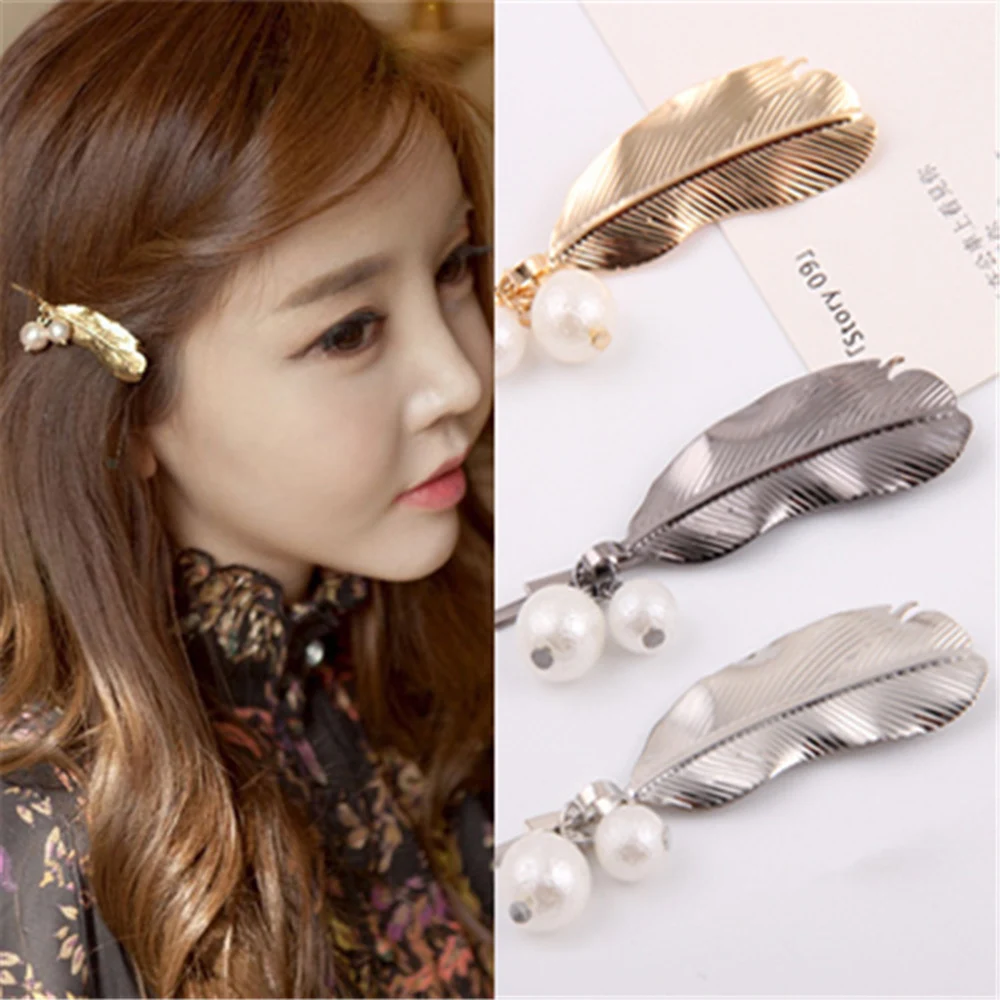 Fashion Women Girls Metal Leaf Shape Hair Clip Elegant Pearl Hairpin Barrette Feather Hair Claws Hair Styling Tool For Wedding
Fashion Women Girls Metal Leaf Shape Hair Clip Elegant Pearl Hairpin Barrette Feather Hair Claws Hair Styling Tool For Wedding