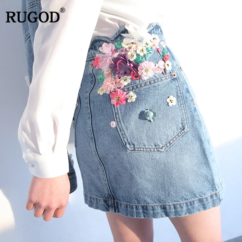 RUGOD New Stylish Women Denim Skirt 2019 Spring Summer Appliques Flower Female Pencil Skirt Light Blue Above Knee faldas mujer
RUGOD New Stylish Women Denim Skirt 2019 Spring Summer Appliques Flower Female Pencil Skirt Light Blue Above Knee faldas mujer