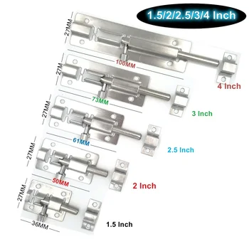 1Pcs 1.5/2/2.5/3/4 Inch Stainless Steel Door Latch Sliding Lock Bolt Latch Hasp Staple Gate Safety Lock
1Pcs 1.5/2/2.5/3/4 Inch Stainless Steel Door Latch Sliding Lock Bolt Latch Hasp Staple Gate Safety Lock