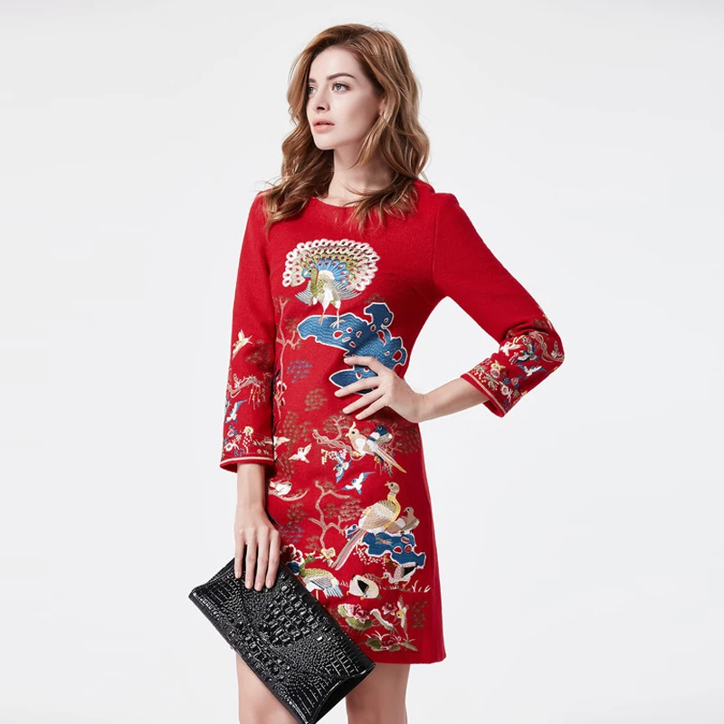 National Style 2017 Newest Spring&Autumn Best Quality Elegant Vintage Casual Scenery Embroidery O-Neck Wool Dress Women
National Style 2017 Newest Spring&Autumn Best Quality Elegant Vintage Casual Scenery Embroidery O-Neck Wool Dress Women