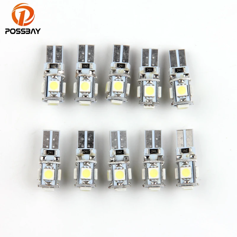 POSSBAY T10 4/5 SMD LED 5050/1210 12V White Light Led Wedge Auto Car Interior Lamp 10 Pcs
POSSBAY T10 4/5 SMD LED 5050/1210 12V White Light Led Wedge Auto Car Interior Lamp 10 Pcs