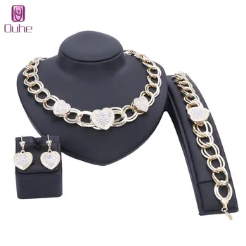 Dubai Gold Color Heart Crystal Jewelry Set Bridal Gift Nigerian Wedding Woman Accessories Statement Necklace Earring Jewelry Set
Dubai Gold Color Heart Crystal Jewelry Set Bridal Gift Nigerian Wedding Woman Accessories Statement Necklace Earring Jewelry Set