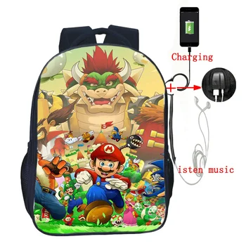 16 Inch USB Charge School Bag Girls Boys Backpack Hot Game Super Mario Bros Prints Student Backpack Children Travel Bagpack Gift
16 Inch USB Charge School Bag Girls Boys Backpack Hot Game Super Mario Bros Prints Student Backpack Children Travel Bagpack Gift