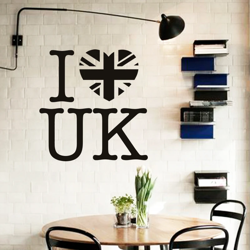 art design cheap home decoration pvc i love uk wall sticker