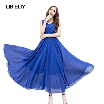 Bohemian Nice Summer New Women Slim Temperament Chiffon Dress V Collar Sleeveless Long Dress Large Size Beach Dresses LU21
Bohemian Nice Summer New Women Slim Temperament Chiffon Dress V Collar Sleeveless Long Dress Large Size Beach Dresses LU21