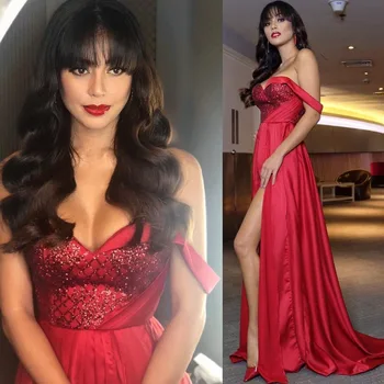 New Charming Burgundy Evening Dress Off The Shoulder Sequin Satin A-Line Long Evening Dresses Formal Gowns robe de soiree
New Charming Burgundy Evening Dress Off The Shoulder Sequin Satin A-Line Long Evening Dresses Formal Gowns robe de soiree
