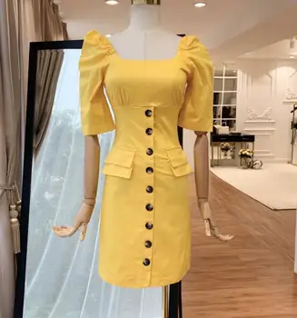 2019 summer new women's ins wind girl big U neck mouth stretch shoulder buckle slim solid color dressT3650
2019 summer new women's ins wind girl big U neck mouth stretch shoulder buckle slim solid color dressT3650