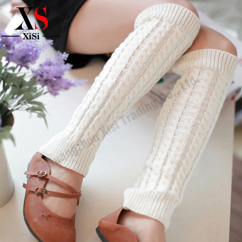 Женские плетеные гетры высшего качества недорогие леггинсы до колена с отделкой