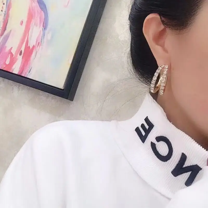 High Quality Circle Large Hoop Earrings Shiny Rhinestone Round Crystal Earrings Fashion Women Party Jewelry Brincos New Arrival
High Quality Circle Large Hoop Earrings Shiny Rhinestone Round Crystal Earrings Fashion Women Party Jewelry Brincos New Arrival