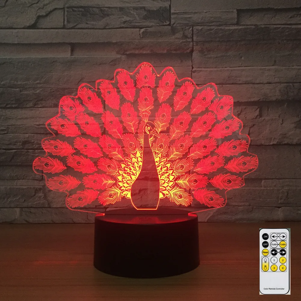 Peacock Remote Control Colorful 3d Light Led Visual Stereo Touch Switch Night Light Party Decorate Baby's Room 3d Lamp Drop Ship
Peacock Remote Control Colorful 3d Light Led Visual Stereo Touch Switch Night Light Party Decorate Baby's Room 3d Lamp Drop Ship