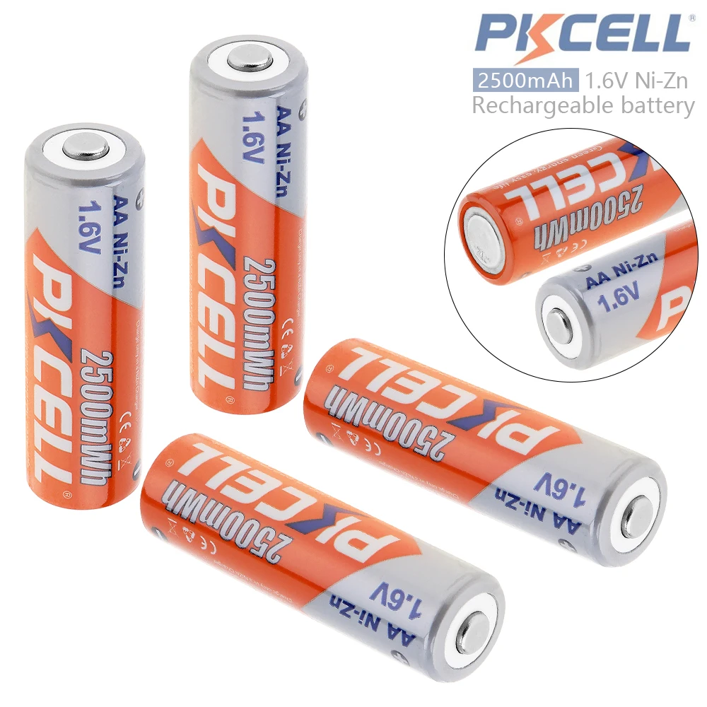 PKCELL 4pcs 2500mWh High Capacity 1.6V Ni-Zn AA Rechargeable Battery with Over-current Protection for Toys / Digital Camera
PKCELL 4pcs 2500mWh High Capacity 1.6V Ni-Zn AA Rechargeable Battery with Over-current Protection for Toys / Digital Camera