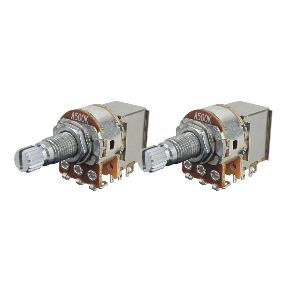 NEW 2pcs Push Pull Potentiometer A500K Tone Volume Switch Control Pots Long Split Shaft Guitar Parts
NEW 2pcs Push Pull Potentiometer A500K Tone Volume Switch Control Pots Long Split Shaft Guitar Parts