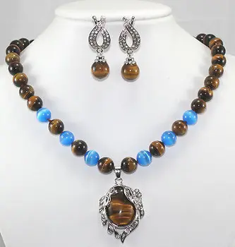 Tiger eye pendant necklace Earring Set 18''Crystal Healing Chatoyant>^^1>18K gold plated watch Quartz stone CZ crystal (A0425)
Tiger eye pendant necklace Earring Set 18''Crystal Healing Chatoyant>^^1>18K gold plated watch Quartz stone CZ crystal (A0425)