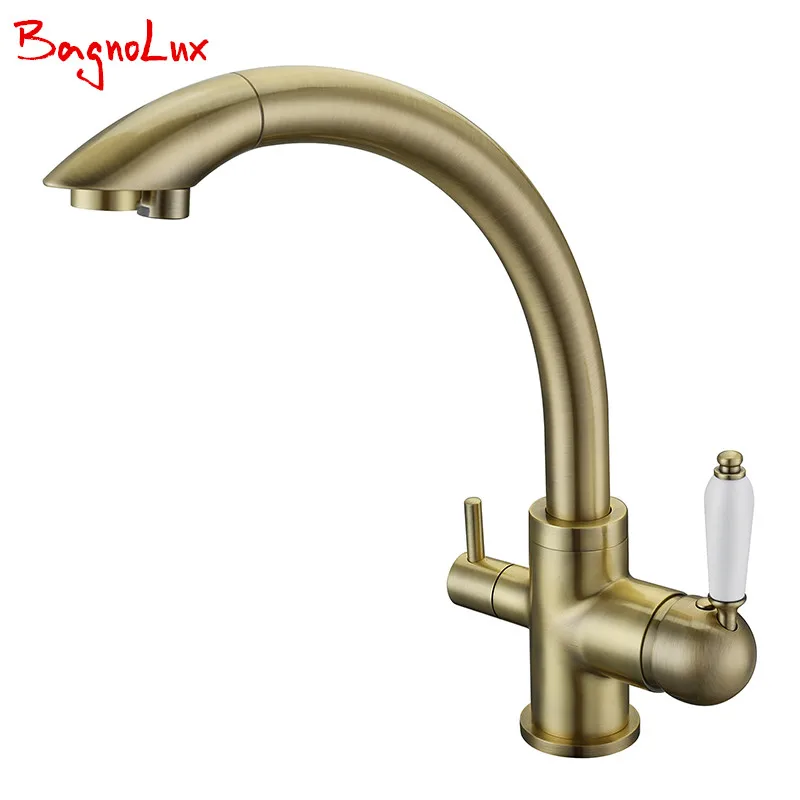 

Solid Brass Swivel 3 in 1 Drinking Water Kitchen Faucets Robinet Para Torneira Wels Sink Mixer Tri Flow 3 Way Filter Taps