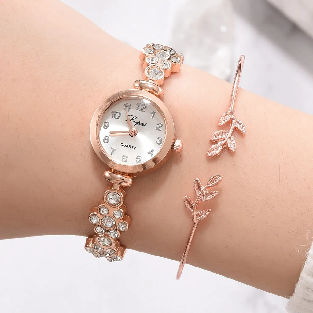 2pcs/Set watches bracelet watch women wrist watches Luxury Fashion Diamond Steel Watch Temperament Leaves Bracelet #XTN
2pcs/Set watches bracelet watch women wrist watches Luxury Fashion Diamond Steel Watch Temperament Leaves Bracelet #XTN