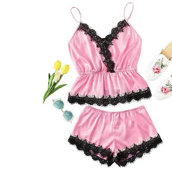 Pyjamas femmes De Mode Filles Mignon Dentelle Brod Soie Sous-Vtements Et Shorts Pajama Set en forme de V ensembles a70
Pyjamas femmes De Mode Filles Mignon Dentelle Brod Soie Sous-Vtements Et Shorts Pajama Set en forme de V ensembles a70