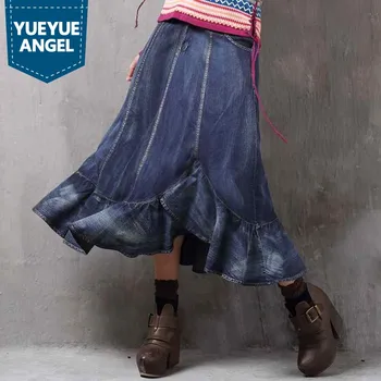 Vintage Womens New Fashion High Waist A-Line Skirts Indie Folk Style Ruffles Female Denim Jean Skirts Prom Skirt Femme
Vintage Womens New Fashion High Waist A-Line Skirts Indie Folk Style Ruffles Female Denim Jean Skirts Prom Skirt Femme
