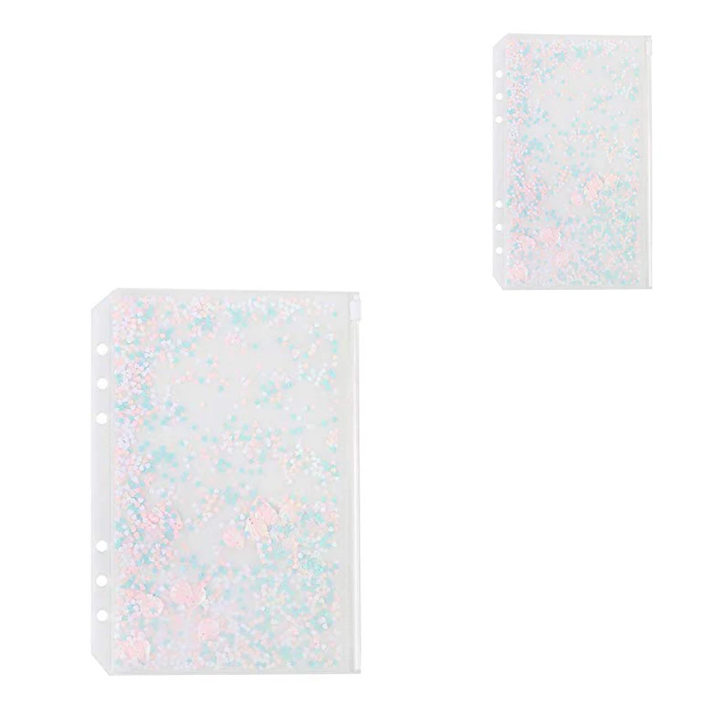 XRHYY 2 Pack Clear Plastic Zipper Pockets Envelopes A5 6-Ring Binder Notebook Built-in Glitter Flakes Decoration Stamp Holder
XRHYY 2 Pack Clear Plastic Zipper Pockets Envelopes A5 6-Ring Binder Notebook Built-in Glitter Flakes Decoration Stamp Holder