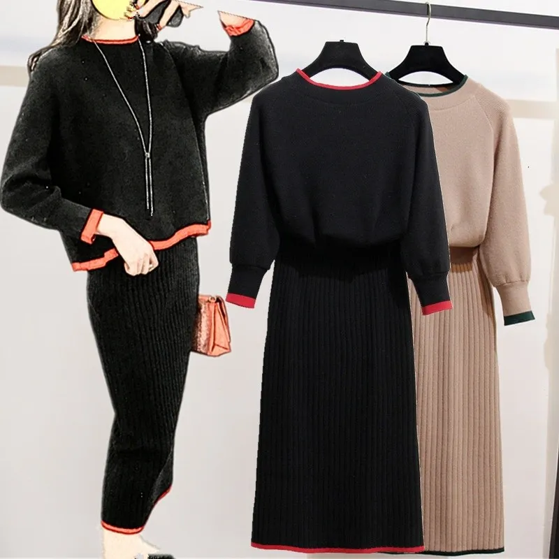 Plus Size Women Sweater Tops And Skirt Suits Long Sleeve Pullovers Sweater Casual Knitted Skirts Two Piece Set
Plus Size Women Sweater Tops And Skirt Suits Long Sleeve Pullovers Sweater Casual Knitted Skirts Two Piece Set