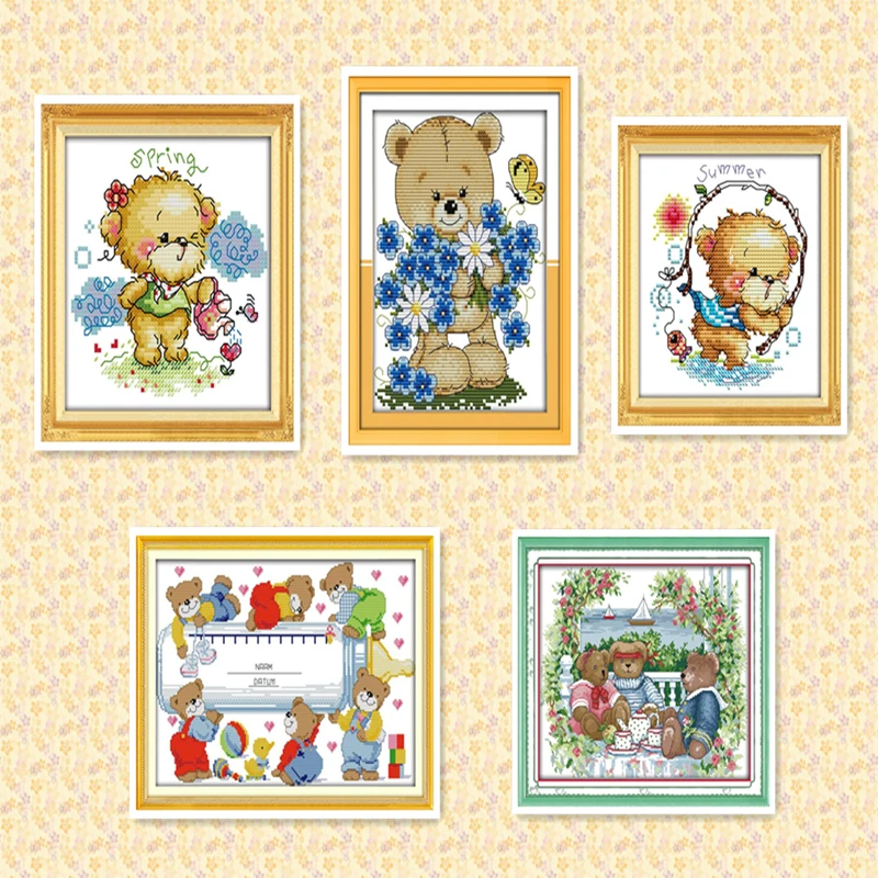 Joy Sunday Happy Bear Family Frabric Handwork Embroidery DMC 14CT 11CT Printing or Counted Chinese Cross Stitch Kits For Kids
Joy Sunday Happy Bear Family Frabric Handwork Embroidery DMC 14CT 11CT Printing or Counted Chinese Cross Stitch Kits For Kids