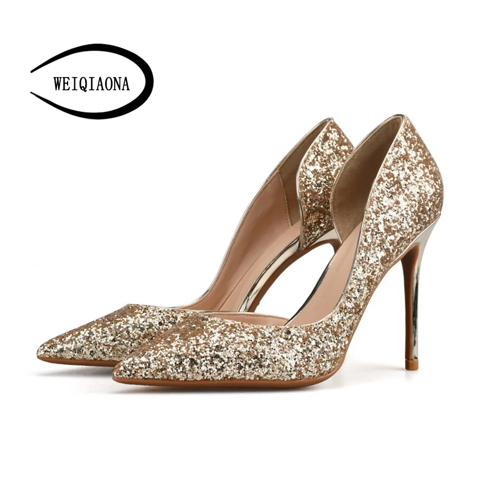 

WEIQIAONA big size 33-42 high heel shoes pumps Sexy Women singles shoes pointed shallow Fashion women wedding shoes Party shoes