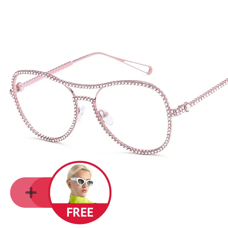 Metal Women Pink Crystal Pilot Optical Glasses Frame Clear Fashion Transparent Diamonds Grade Armacao De Eyeglasses For Women
Metal Women Pink Crystal Pilot Optical Glasses Frame Clear Fashion Transparent Diamonds Grade Armacao De Eyeglasses For Women