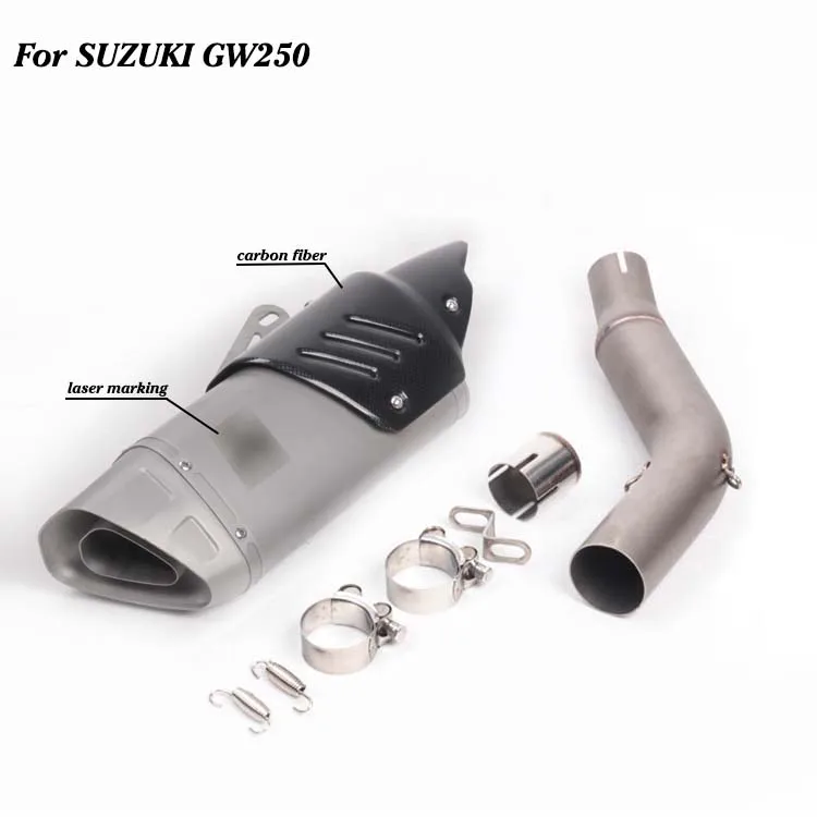 GW250 Slip On For Suzuki GW250 GW250F Motorcycle Exhaust Muffler Set with Connector Mid Middle Link Pipe Right Side Carbon Fiber
GW250 Slip On For Suzuki GW250 GW250F Motorcycle Exhaust Muffler Set with Connector Mid Middle Link Pipe Right Side Carbon Fiber