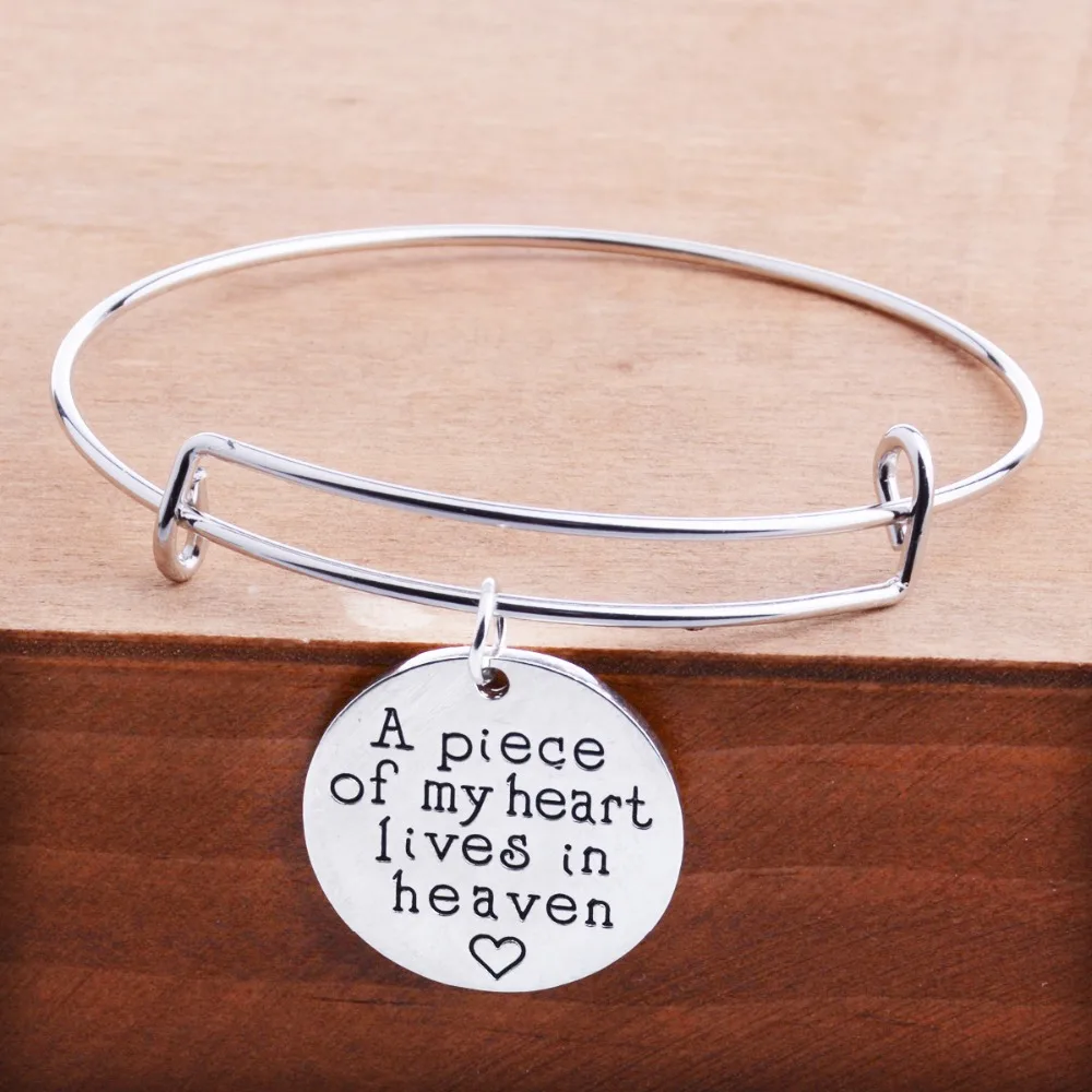 12 Pc/Lot A Piece Of My Heart Lives In Heaven Charm Bangle Bracelet Religious Christian Prayer Jewelry Friends Wristband Gift |
