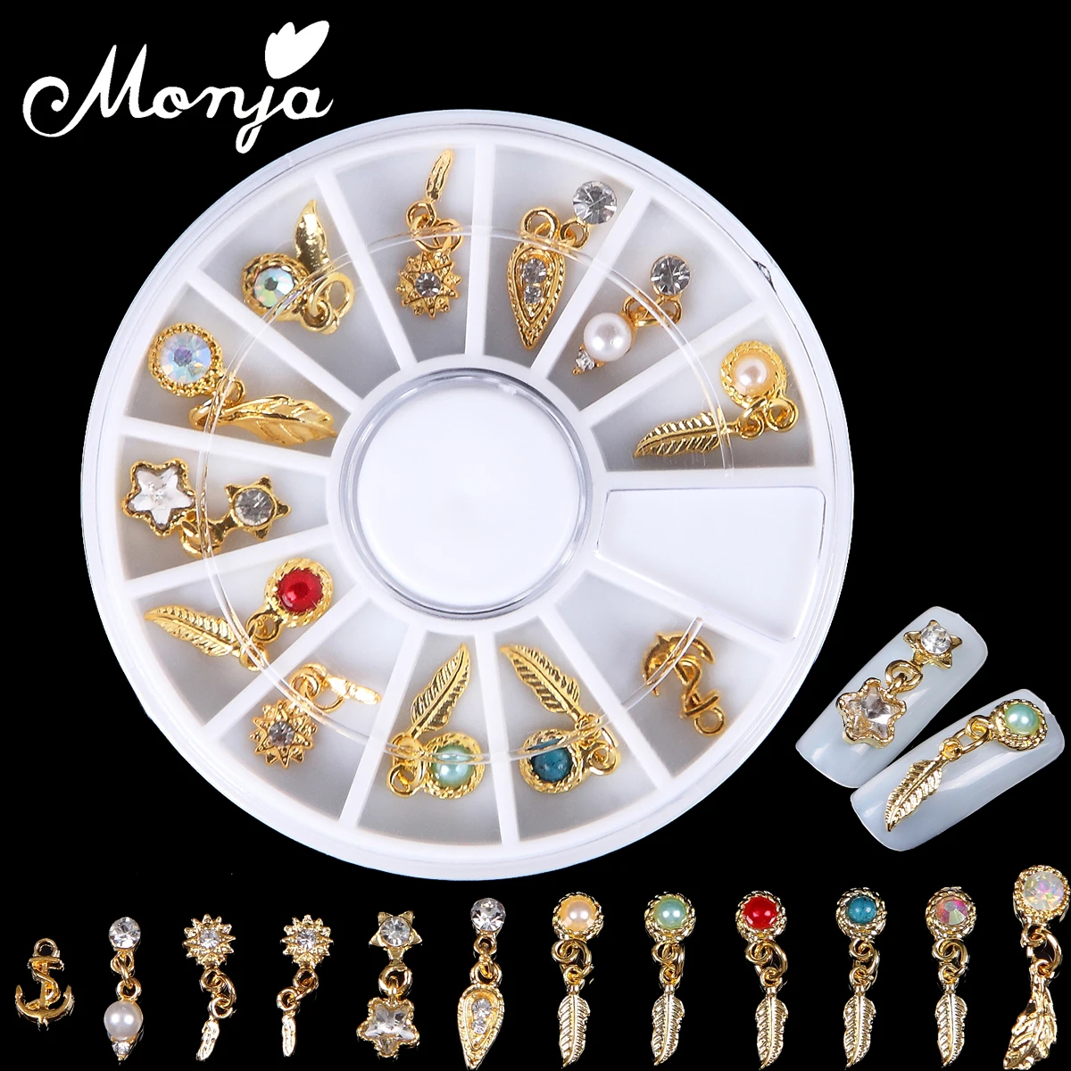 Monja Nail Art Metal Feather Charming Pendant Rhinestone Decor Wheel Fashion Diamond Shape Jewelry Accessories Kit
Monja Nail Art Metal Feather Charming Pendant Rhinestone Decor Wheel Fashion Diamond Shape Jewelry Accessories Kit