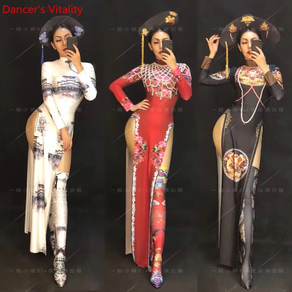 New Year Party Bar Ancient Costume Women High Split Cheongsam Dress Classic Suit DJ DS Pole Dance Group Performance Clothes Sets
New Year Party Bar Ancient Costume Women High Split Cheongsam Dress Classic Suit DJ DS Pole Dance Group Performance Clothes Sets