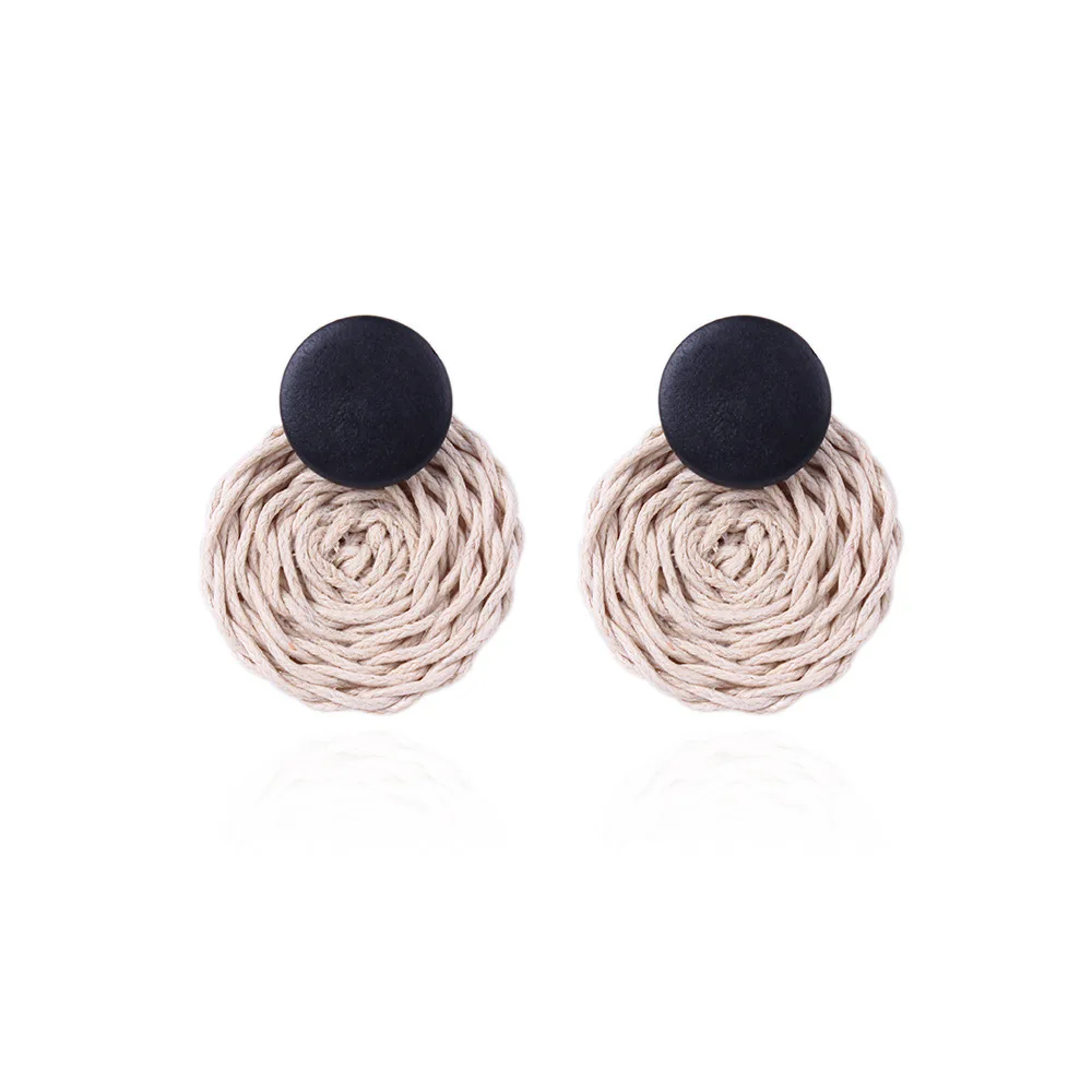 New Korean Handmade Wooden Straw Weave Rattan Vine Braid Geometric Round Circle Resin Drop Earrings For Women Girl Brincos 2019
New Korean Handmade Wooden Straw Weave Rattan Vine Braid Geometric Round Circle Resin Drop Earrings For Women Girl Brincos 2019