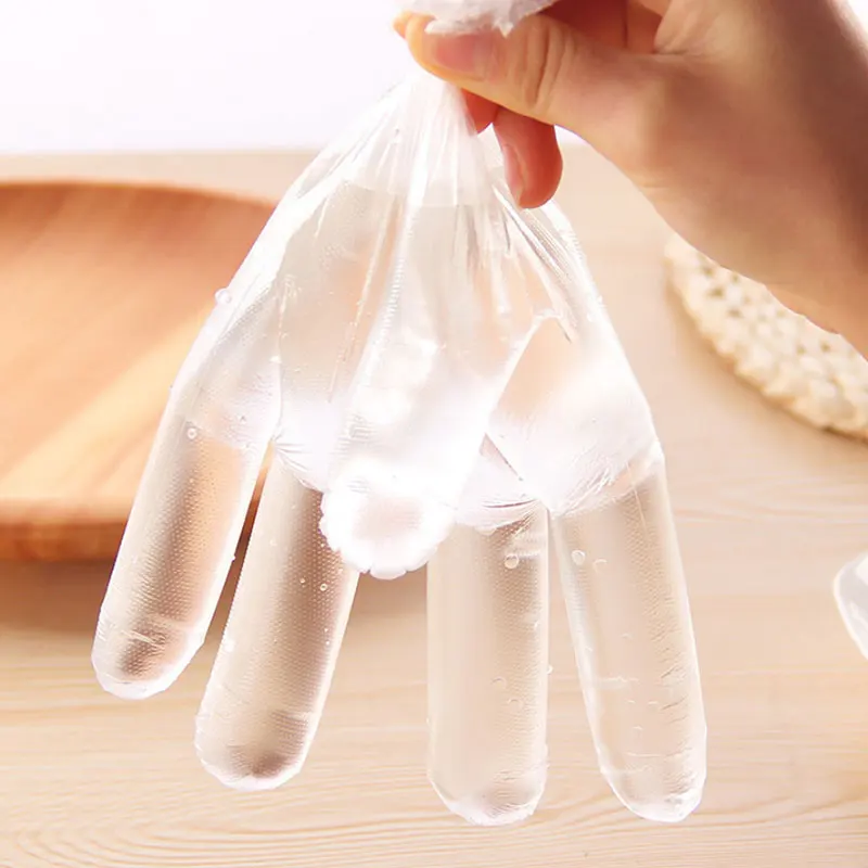 Image 100pcs lot Disposable Gloves PE Film Plastic Gloves Restaurant Home Service Teraflops Transparent Pumping Slip resistant Safety