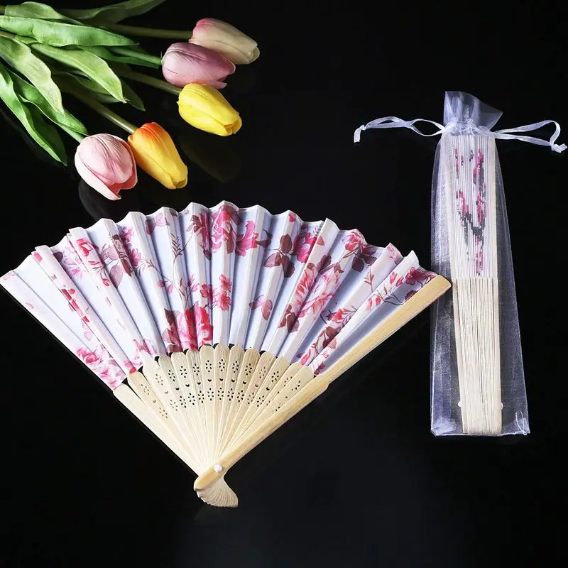 Description Picture 4 of item100 Pack Folding Hand Fan Pouch Drawstring Organza Bags Folding Fan Pocket Bag for Outdoor Wedding Party Favor Gift Bags