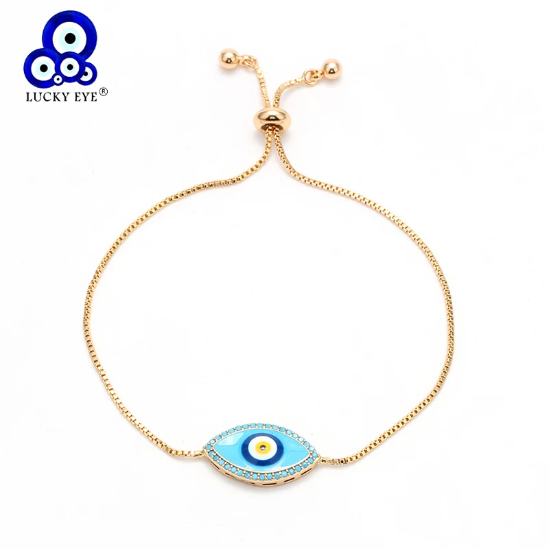 Lucky Eye Gold Silver Color Charm Bracelet Blue Evil Eye Adjustable Chain Bracelet Fashion Jewelry Gifts for Women Female EY6340
Lucky Eye Gold Silver Color Charm Bracelet Blue Evil Eye Adjustable Chain Bracelet Fashion Jewelry Gifts for Women Female EY6340
