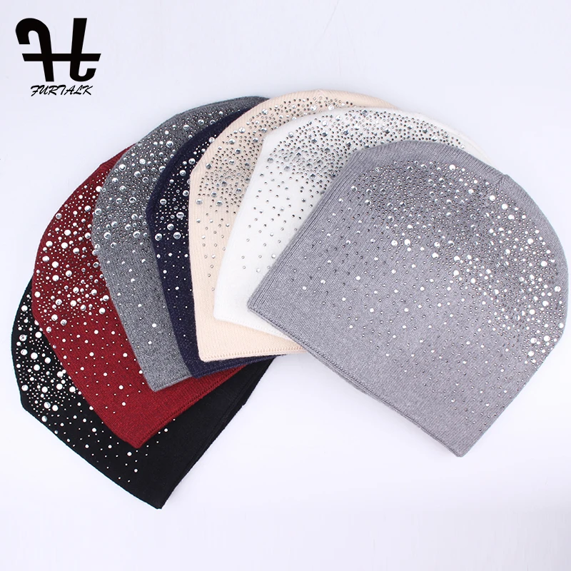 FURTALK Beanie Hat Women Autumn Winter Knitted Hat with Rhinestone Diamond Skullies Beanie Hat for Female Grey Black Pink2019
FURTALK Beanie Hat Women Autumn Winter Knitted Hat with Rhinestone Diamond Skullies Beanie Hat for Female Grey Black Pink2019