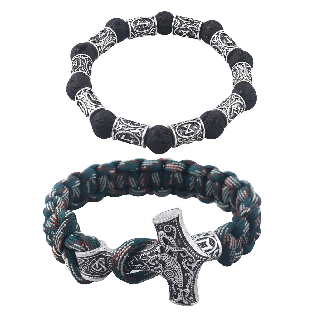 RJ 10Pcs Wholesales Norse Viking Bracelets Thor Mjolnir Hammer Armband Amulet Rune Knot Black Panther Bangles Men Movie Jewelry
RJ 10Pcs Wholesales Norse Viking Bracelets Thor Mjolnir Hammer Armband Amulet Rune Knot Black Panther Bangles Men Movie Jewelry