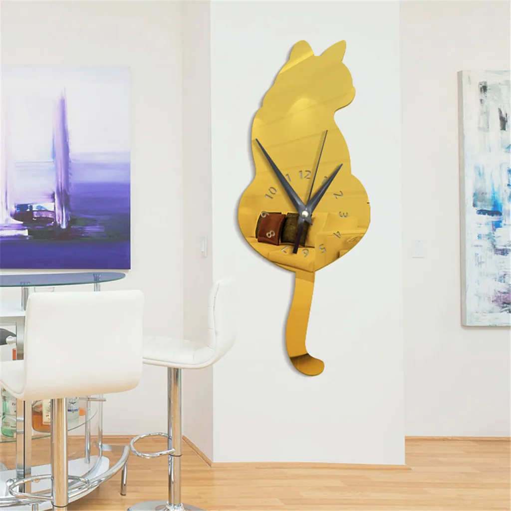 3D Creative Cartoon Cat Modeling Acrylic Mirror Clock Home Decoration Wall Clock wall unique gift mirror wall Orologio #18/6
3D Creative Cartoon Cat Modeling Acrylic Mirror Clock Home Decoration Wall Clock wall unique gift mirror wall Orologio #18/6