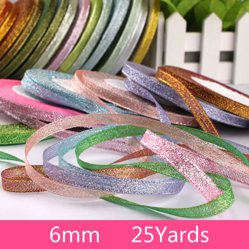 1/4" (6mm) 25yards Gold Silver Metallic Glitter Ribbons For DIY Crafts Sewing Fabric Christmas Party Wedding Supplies Gift Wrap
1/4" (6mm) 25yards Gold Silver Metallic Glitter Ribbons For DIY Crafts Sewing Fabric Christmas Party Wedding Supplies Gift Wrap