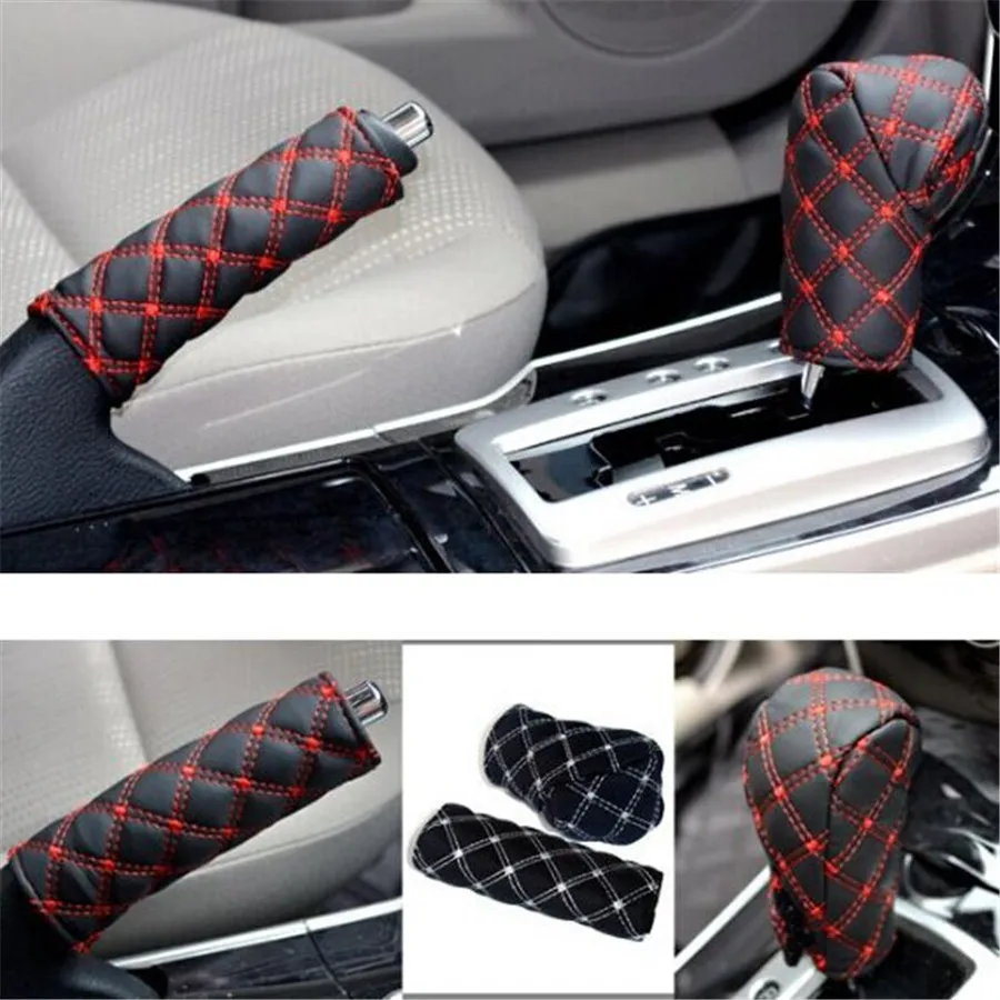 2PCS/Lot Hand Brake Case Gear shift Cover Car Set Interior Fittings Accessories Black Red Strap & Black White Strap 2017
2PCS/Lot Hand Brake Case Gear shift Cover Car Set Interior Fittings Accessories Black Red Strap & Black White Strap 2017