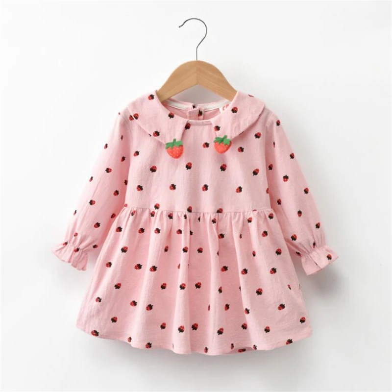 Baby Girl Dress Long Sleeve Strawberry Girls Clothing Cotton Casual Doll Collar Princess Dress Spring Autumn
Baby Girl Dress Long Sleeve Strawberry Girls Clothing Cotton Casual Doll Collar Princess Dress Spring Autumn