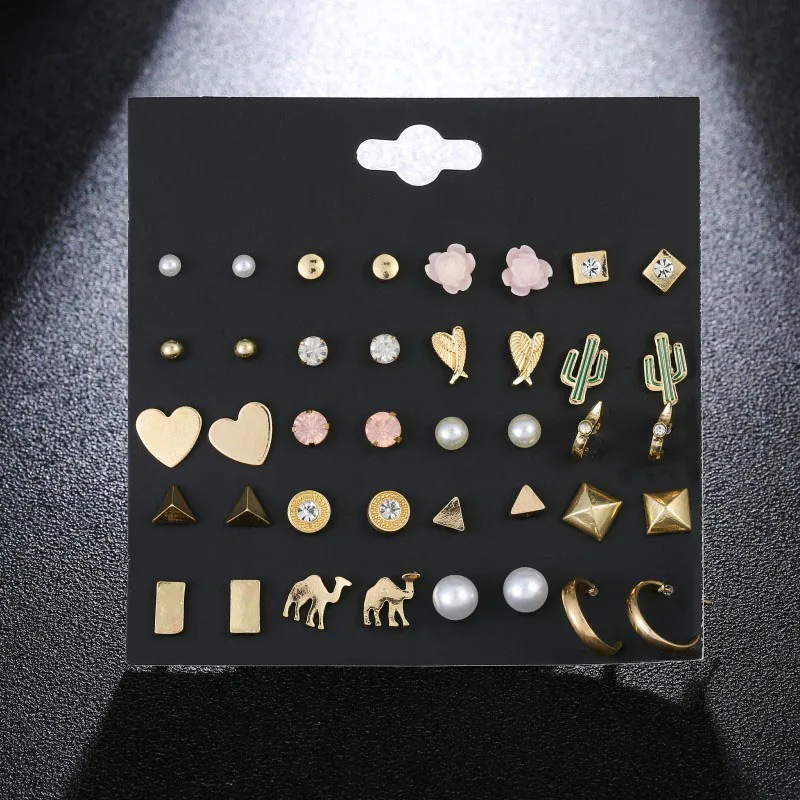 20 Pairs/set Fashion 2019 Female Gold Metal Small Stud Earrings Set For Women Cute Square Round Cactus Earring Kids Jewelry Gift
20 Pairs/set Fashion 2019 Female Gold Metal Small Stud Earrings Set For Women Cute Square Round Cactus Earring Kids Jewelry Gift