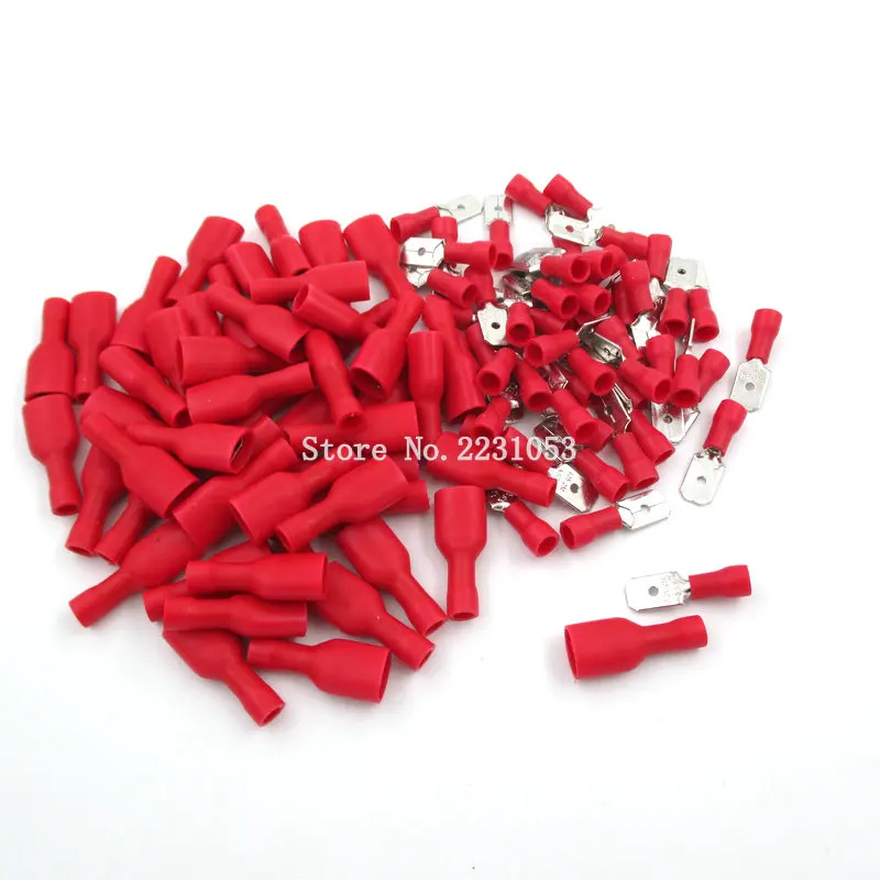 100PCS Red Female Male fasten Insulated Crimp Terminal Spade Electrical & Wiring Connector FDFD1.25-250*50 MDD1.25-250*50
100PCS Red Female Male fasten Insulated Crimp Terminal Spade Electrical & Wiring Connector FDFD1.25-250*50 MDD1.25-250*50