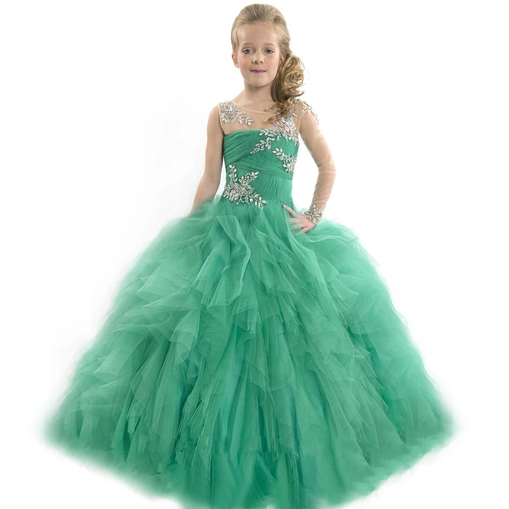 Gorgeous Vestidos Comunion Ninas Sheer Neck Crystal Appliques Sleeveless Little Princess Pageant Tulle Ball Gowns Christmas 2016
Gorgeous Vestidos Comunion Ninas Sheer Neck Crystal Appliques Sleeveless Little Princess Pageant Tulle Ball Gowns Christmas 2016
