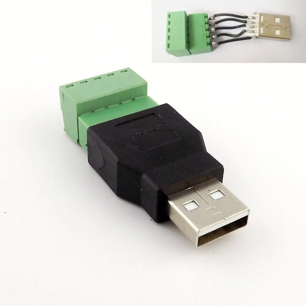 1pc USB 2.0 Type A Male Plug to 5 Pin Screw with Shield Terminal Plug Adapter Connector
1pc USB 2.0 Type A Male Plug to 5 Pin Screw with Shield Terminal Plug Adapter Connector